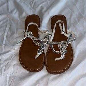 Elegant White and Brown Women's Sandals